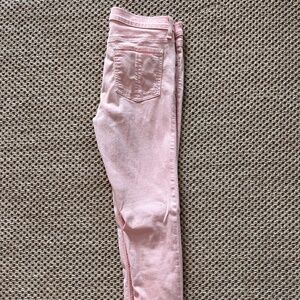 Rag and Bone pink skinny ripped jeans